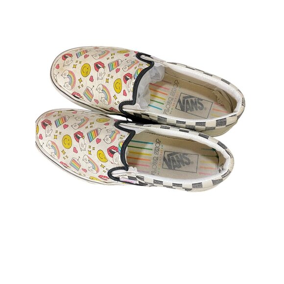 Vans X Flour Shop Slip-On Shoes With Fun Print & Checkerboard Accents Womens Siz - Picture 6 of 6
